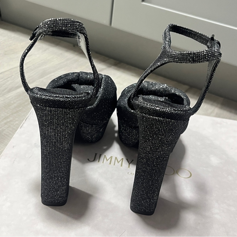 Jimmy Choo Elegant Heloise 120 Black High Heel Sandals - Picture 3 of 13